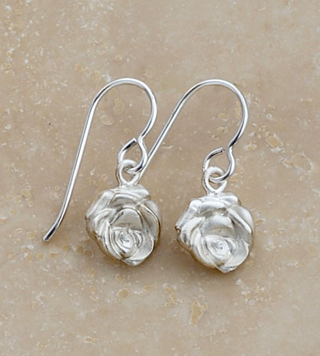eco friendly Little Rose Earrings in Silver, Reclaimed Sterling Silver